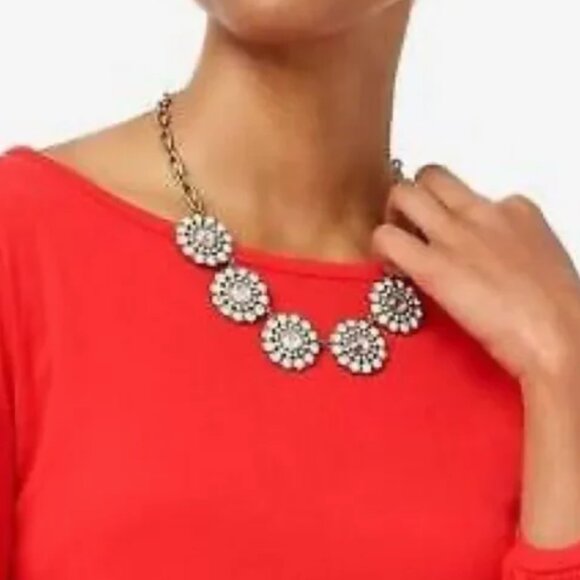 Like new J. Crew Silvertone Layered glass Circle necklace. - Picture 3 of 3